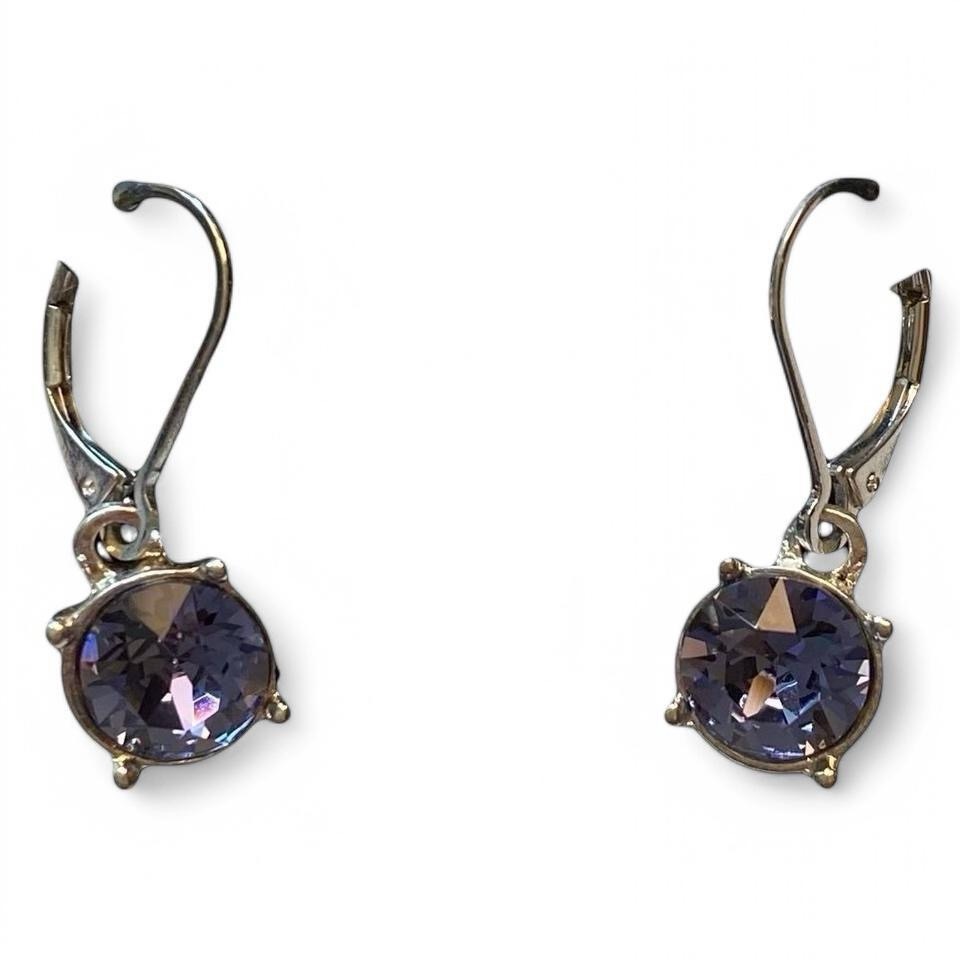 Silver And Purple Drop Earrings